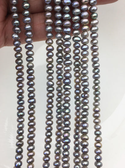 AA+ 4.5-5mm tiny gray button round freshwater pearls,Rondelle pearl Beads,white loose pearl strands,SM4-2A-21