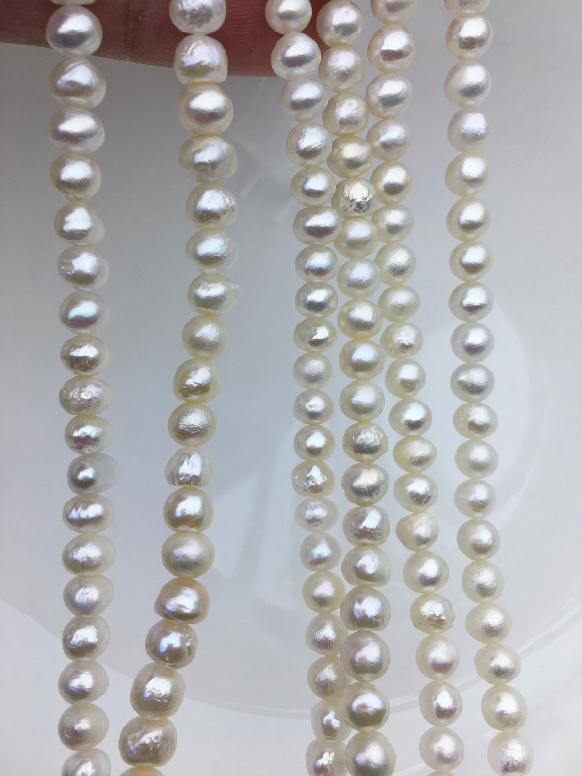 AA+ 5.5-6.5mm Thick Skin white button pearls,Rondelle pearl Beads,loose strands,SM6-T12