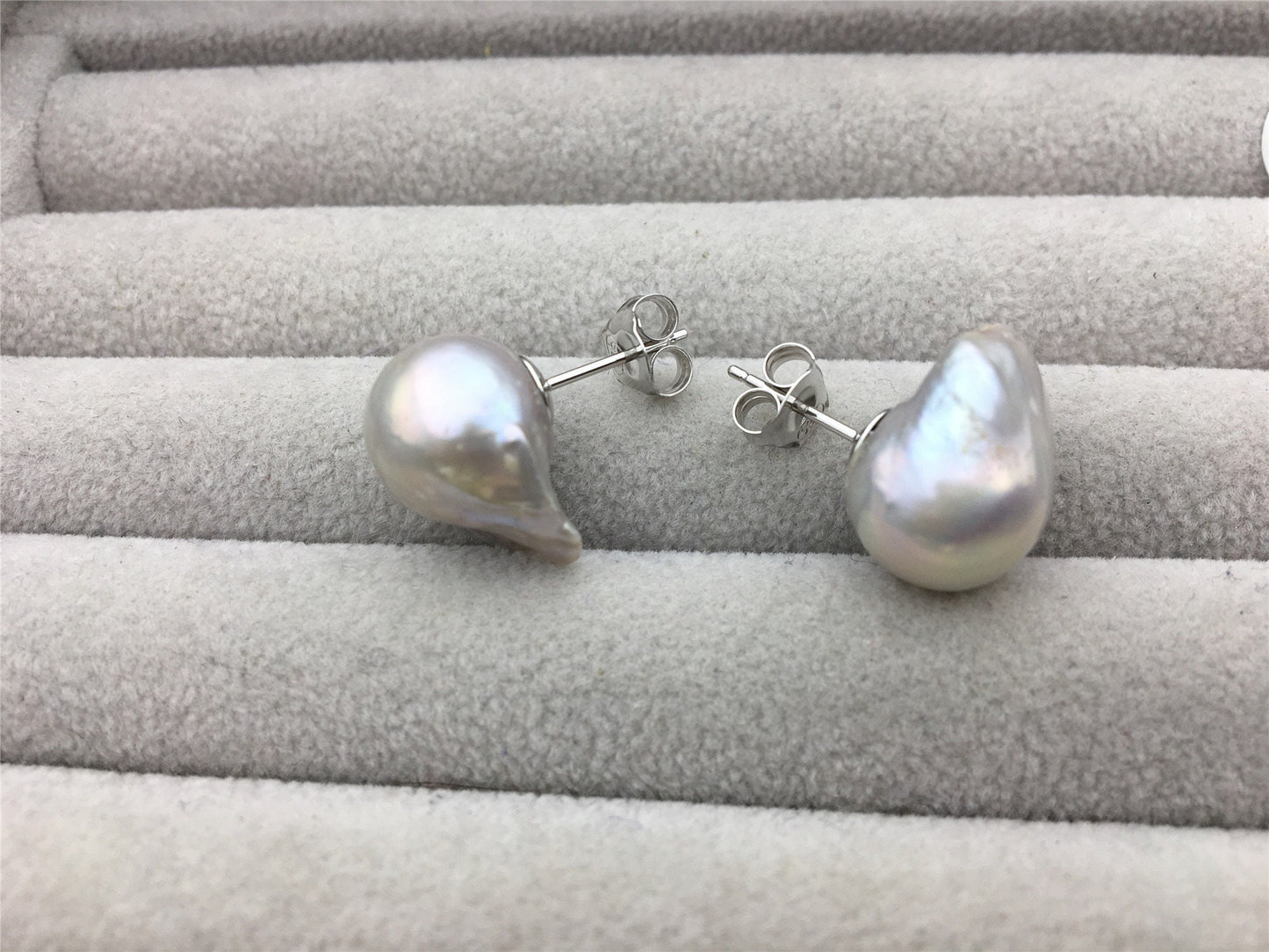 50% OFF,AA+ 11-13mm Gray Bronze flameball freshwater pearl stud earrings,sterling silver,earring with white baroque Natural Pearl,SE3-089
