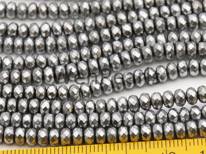 Hematite silver Gray,3x4mm Rondelle Beads,AAA, 125 beads,15.5 inches,G50-B34-002