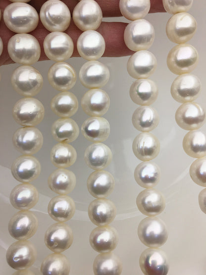 AA 11.5-13mm white near round freshwater pearls,white Pearl necklace, Natural Pearl Necklace,RP12-2A-2