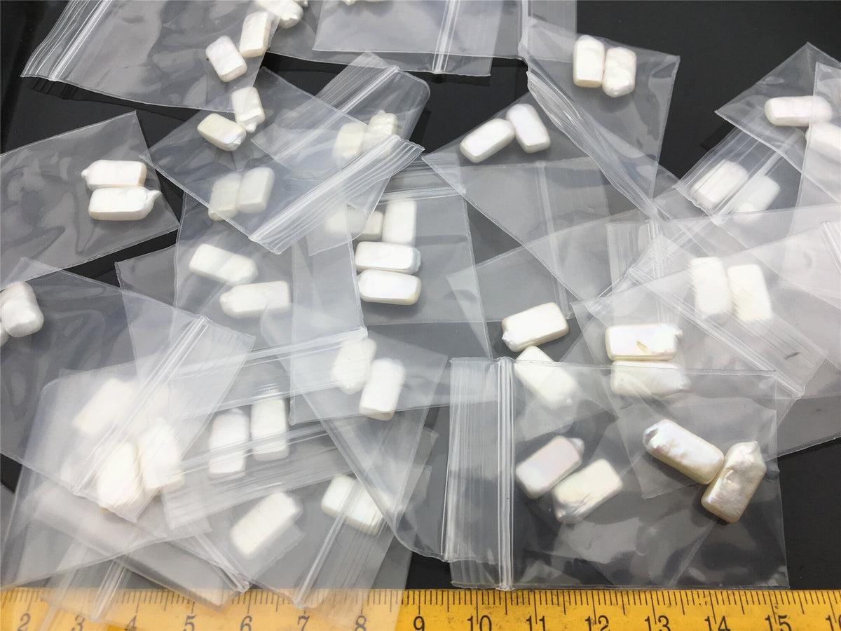 1 pair AAA 7-8x15-17mm Rectangle Freshwater Pearl White loose Beads Piar,wholesale,ZS-103-22