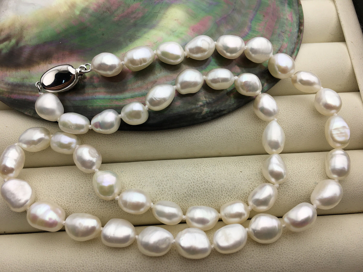 AA+ 17.8'' 8mm White Nugget Pearl necklace,pearl necklace, NPN1-009