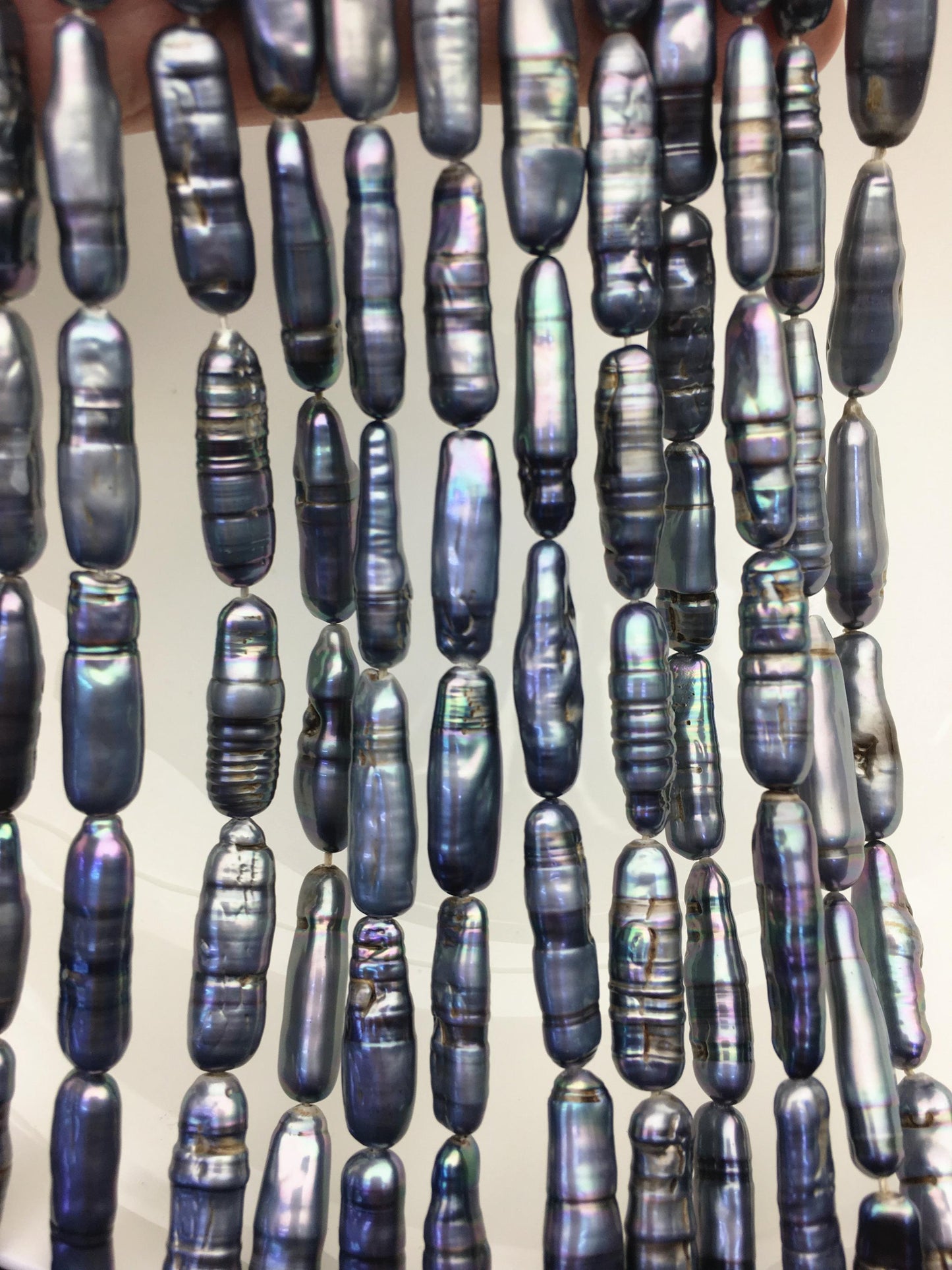 15.5'' AA 6-8mm Black Blue rectangle pearls,ZS-80-25-17