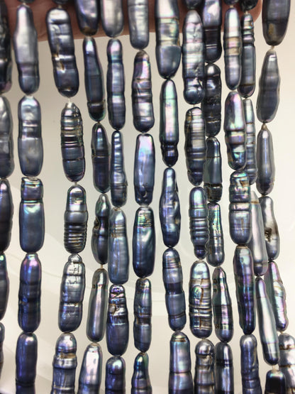15.5'' AA 6-8mm Black Blue rectangle pearls,ZS-80-25-17
