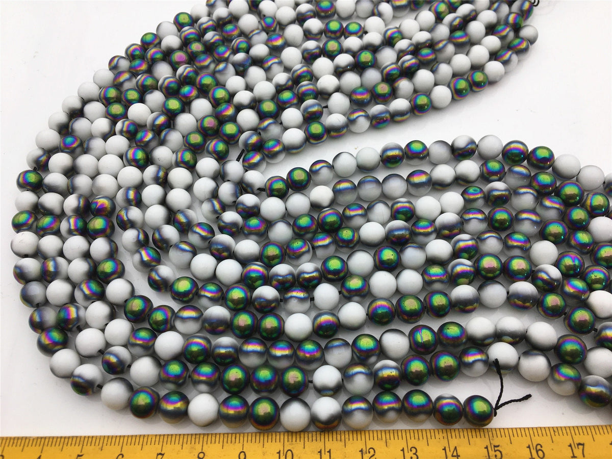 Golden/Green/Black 8mm Round Beads 15" Full Strand Wholesale Gemstones,G13-OTH-14