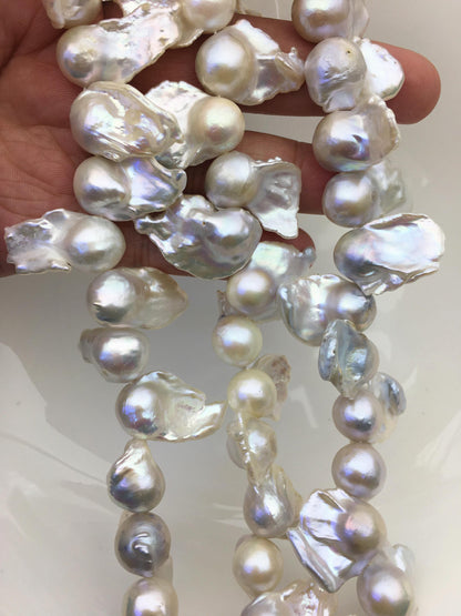 15.5'' AA+ 13-17mm white flame ball pearl,FL15-2A-5-41