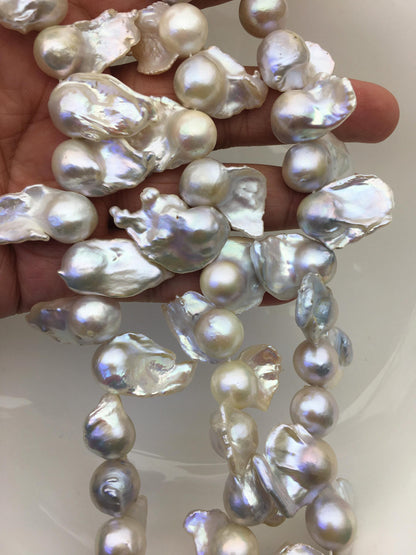 15.5'' AA+ 13-17mm white flame ball pearl,FL15-2A-5-41
