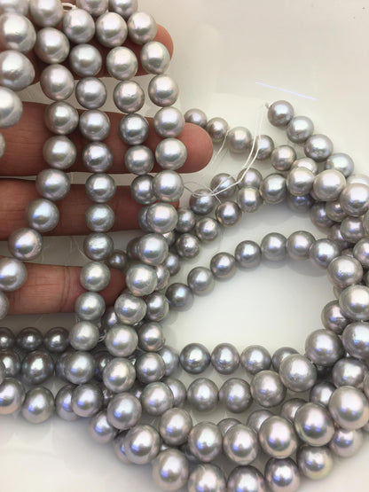 AA+ 10-12mm gray round freshwater pearls,loose pearl beads,round pearl string,pearl necklace DIY jewelry material,RP11-3A-12