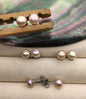 1 pair AAA 5-9mm Natural Golden Rainbow Pearl stud earrings,sterling silver stud earrings,Wedding,Happiness,bridal,SE1-005