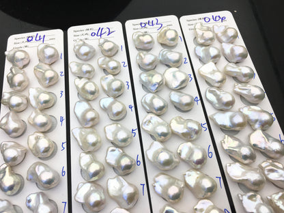 1 pair AAA 14-17x20-25mm White Flameball Pearl Pairs - 0.9mm top half hole - large Baroque freshwater pearl pairs,FL15-3A-8-36
