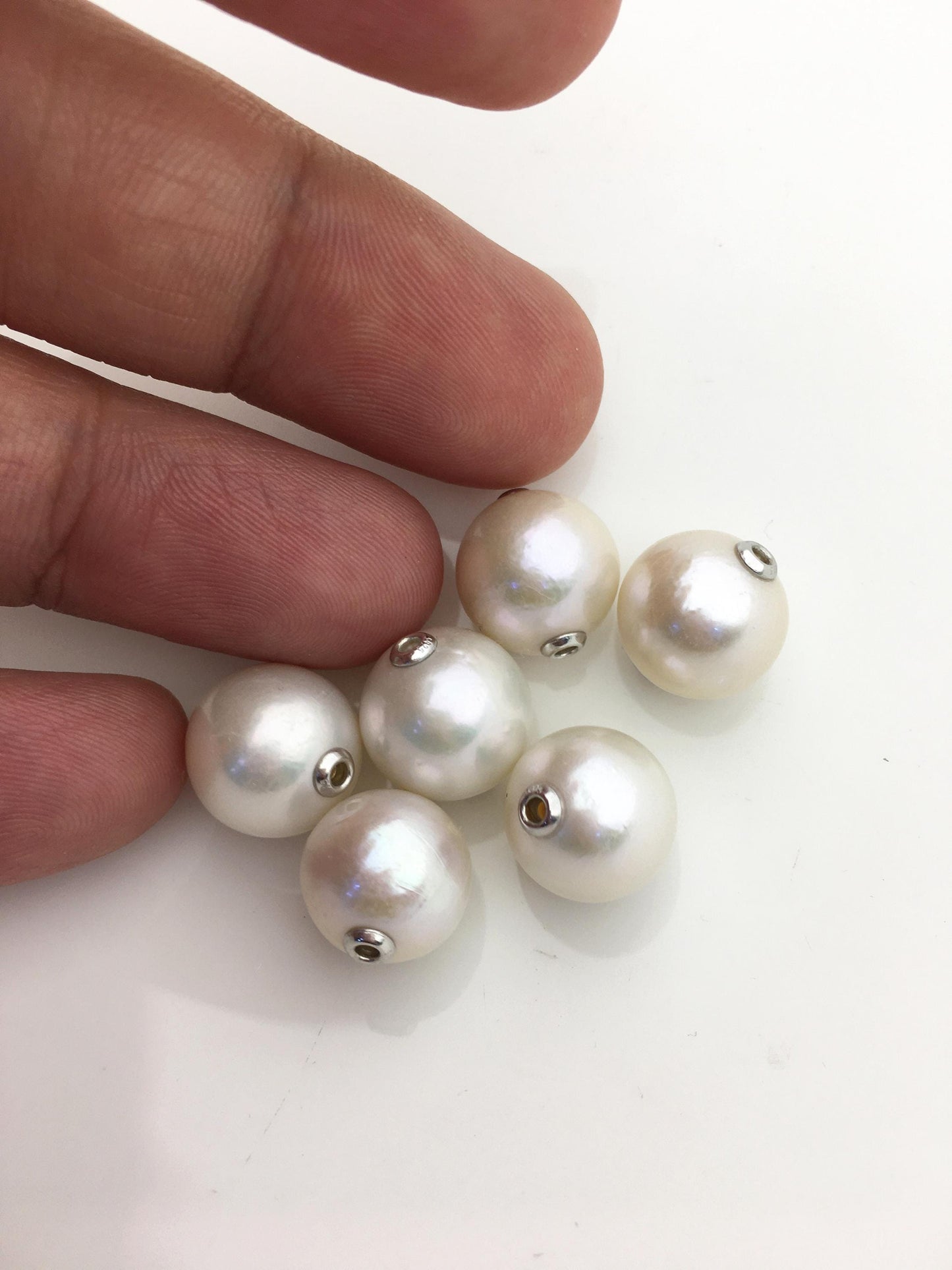 1pc AA+ 11-15mm Sterling Silver White Round Edison Pearl Pendant,NC1-011