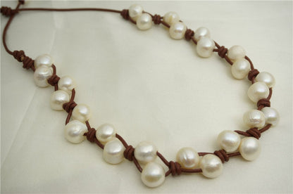 large pearl necklace,Freshwater pearl and leather necklace,Baroque Freshwater Pearl Drop Necklace,Baroque pearl necklace,Le1-017
