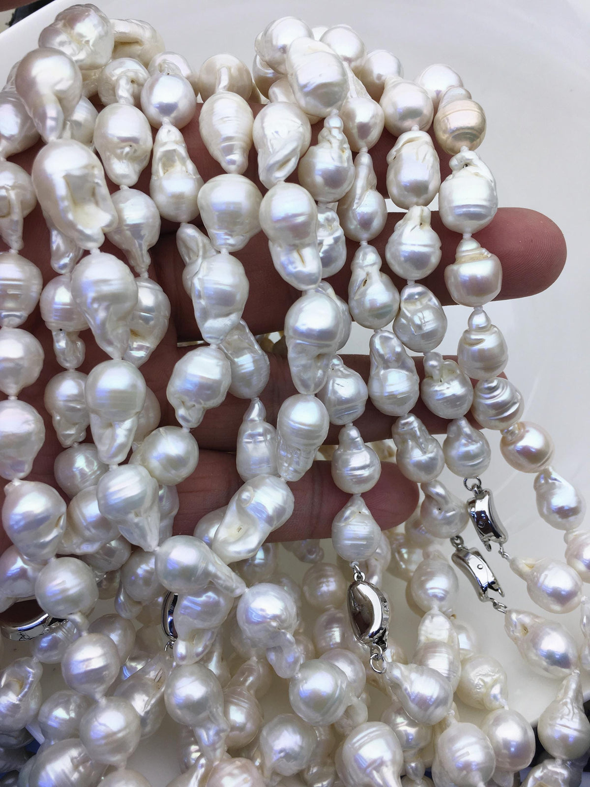 17'' AA 9-11mm white mini baroque Flame ball freshwater Pearl necklace,genuine freshwater Pearl necklace,NPN1-T63-14