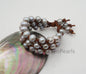 Three rows gray pearl bracelet,Leather Pearls Bracelet, Handmade Cuff,gray Pearls on Tan Leather,Brown leather bracelet,Le7-174