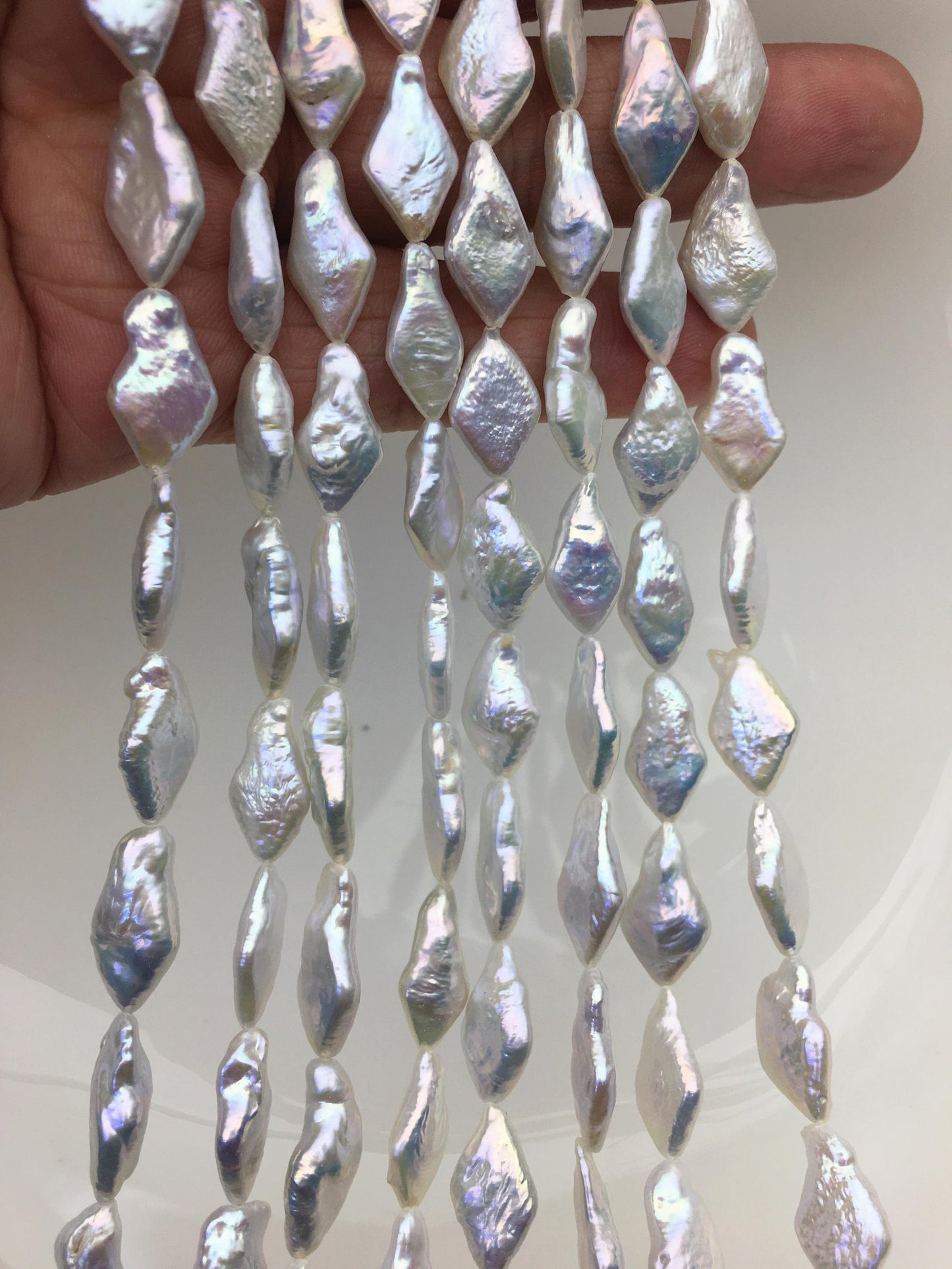 AAA 8-10mm White diamond Shape Freshwater Pearl,ZS-103-20