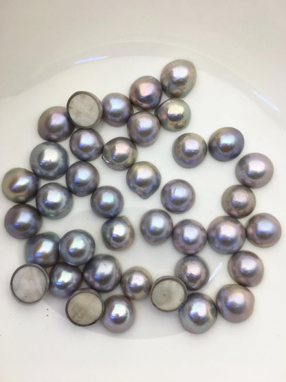 39pcs AA+ 13-16mm gray Baroque half ball cut Freshwater Pearls,no hole,MB-T4