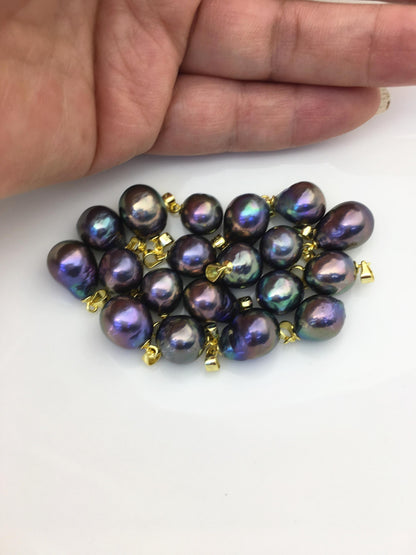 3pcs AAA 10-11mm peaock black green rainbow drop rice edison freshwater Pearl pendant,NC1-033-2