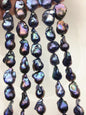 15.5'' A+ 12-16mm Green Black Rainbow flame ball pearl,FL15-2A-5-44