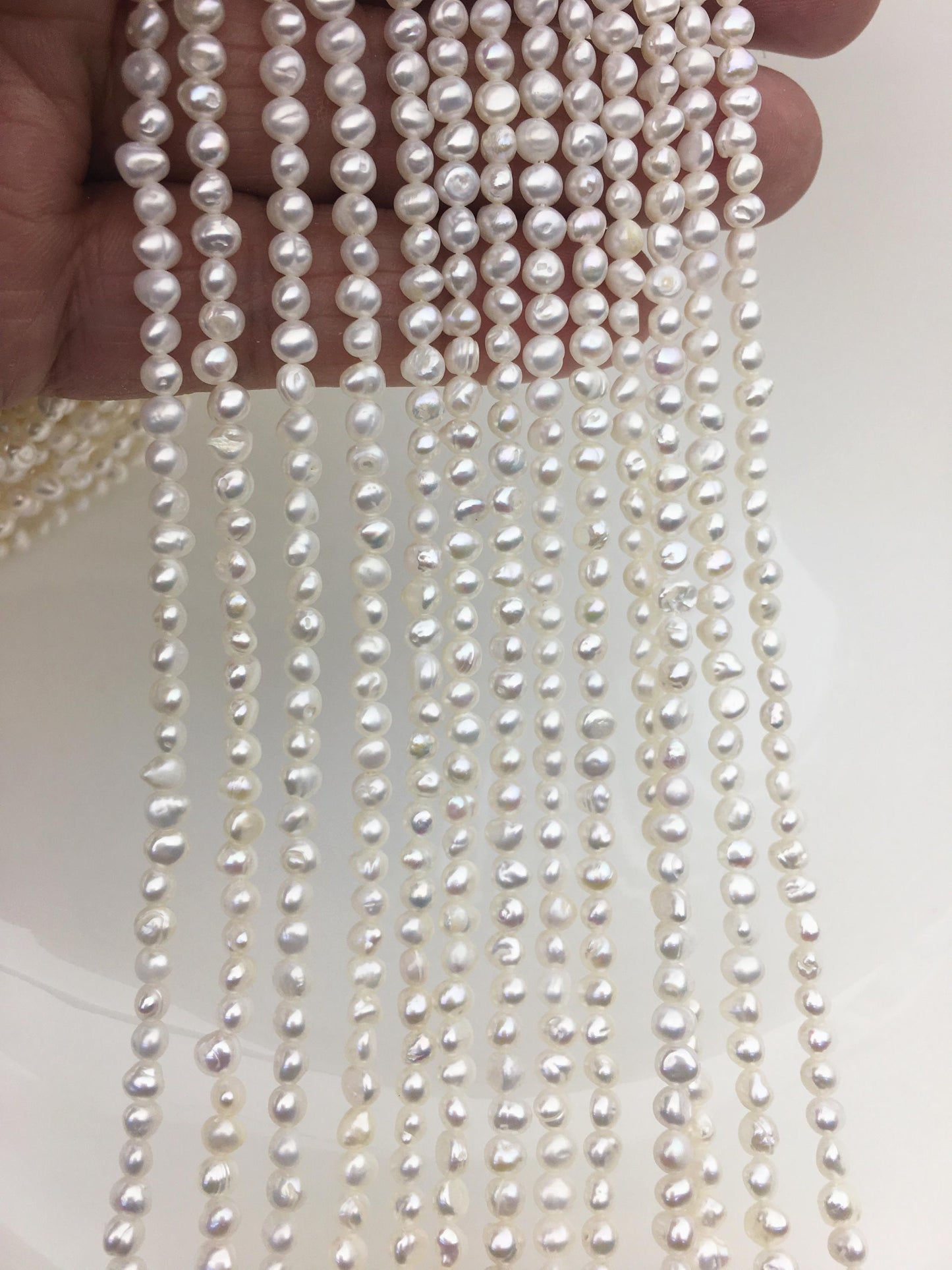 AA 3-4mm white nugget seed pearls,irregular nugget freshwater pearl strand,cheap price,pearl factory china,LM3-2A-5