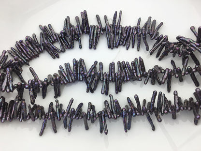 AA 3-4mm black toothpick Pearl Necklace,Genuine Fresh Water Pearl,Wedding Necklace,Mothers Day,ZS-80-10-2