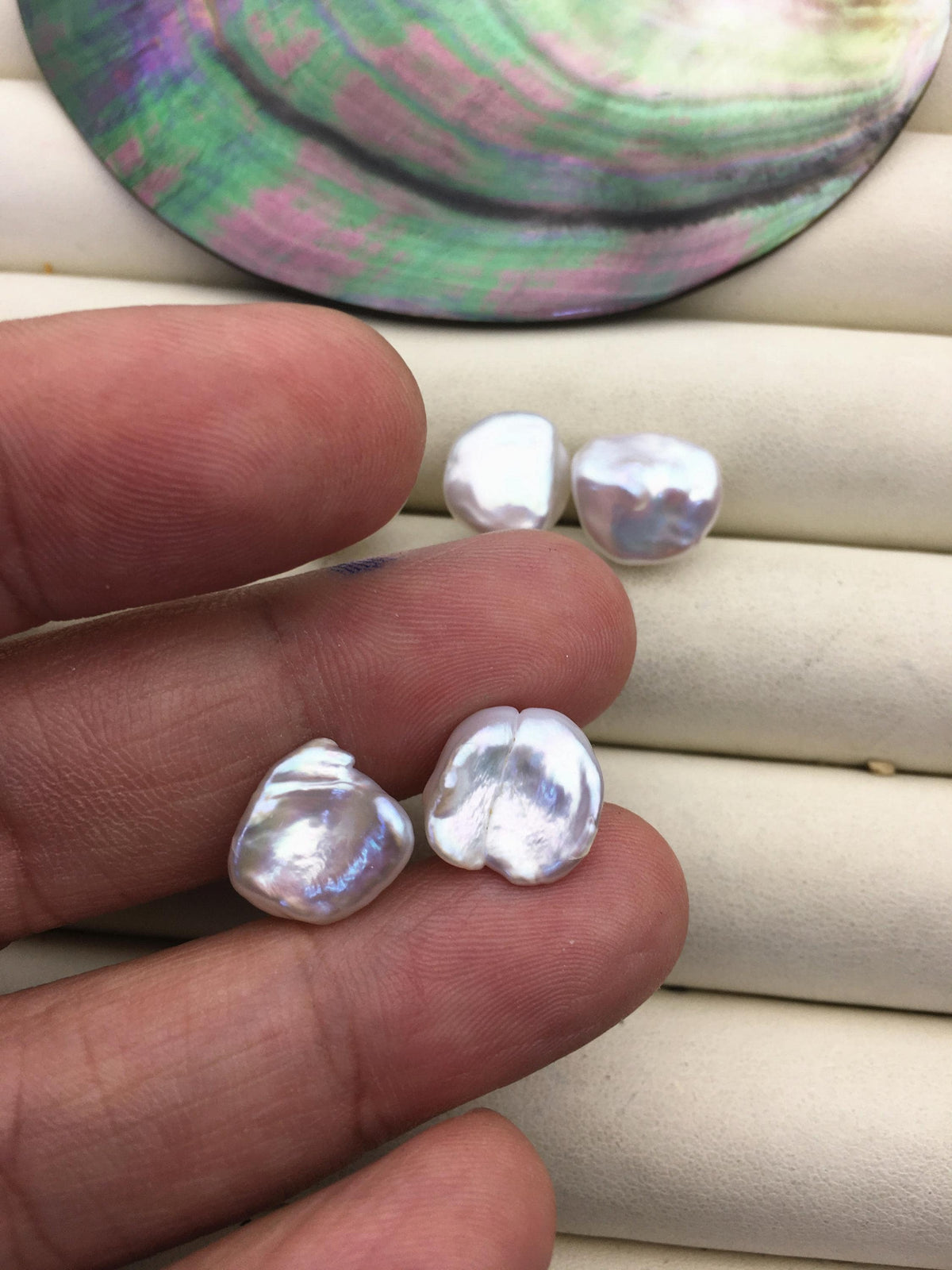 1 pair AAA 11-12mm white Natural keshi Freshwater Pearl Stud Earrings,Stud Earrings for Women Girls,SE3-001