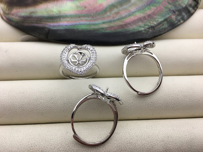 1pc heart pearls CZ Diamond sterling silver ring,ASL-RG-011