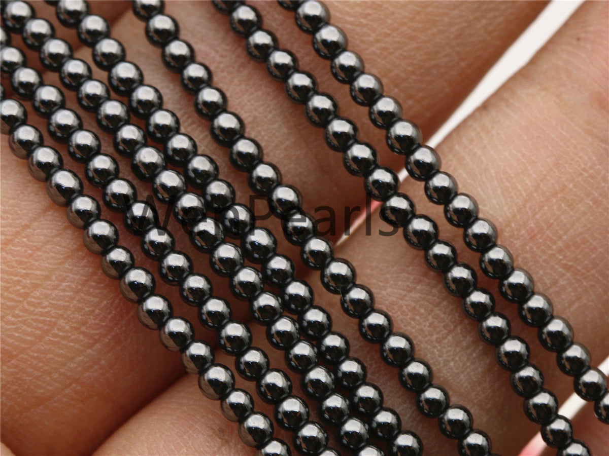 Hematite,2mm Smooth Round,AAA,180 beads,15.5 inches,G50-R2-008
