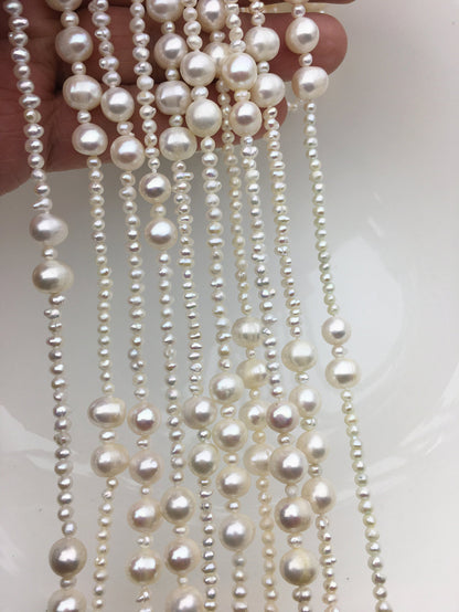 62'' 3mm/8mm AA+ white freshwater pearl Long Necklace,NPN1-044