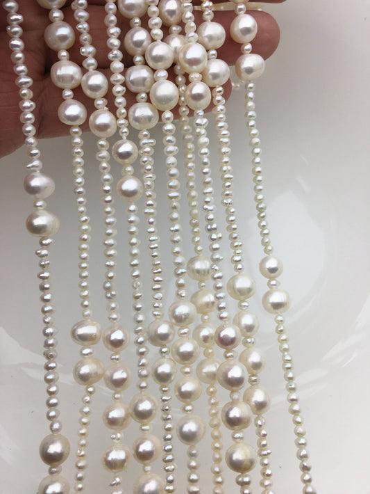 62'' 3mm/8mm AA+ white freshwater pearl Long Necklace,NPN1-044