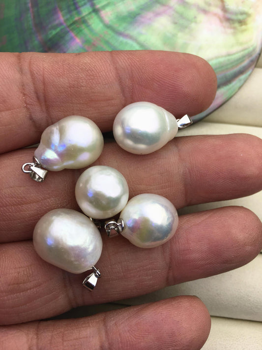 2pcs AAA 12-13mm white big drop rice edison freshwater Pearl pendant,NC1-033-4