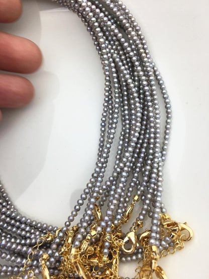 16+2'' AAA 2.5-3mm white tiny small near round pearl Necklace,Wedding Necklace, Love, Mothers Day,Happiness,wholesale,NPN1-T15