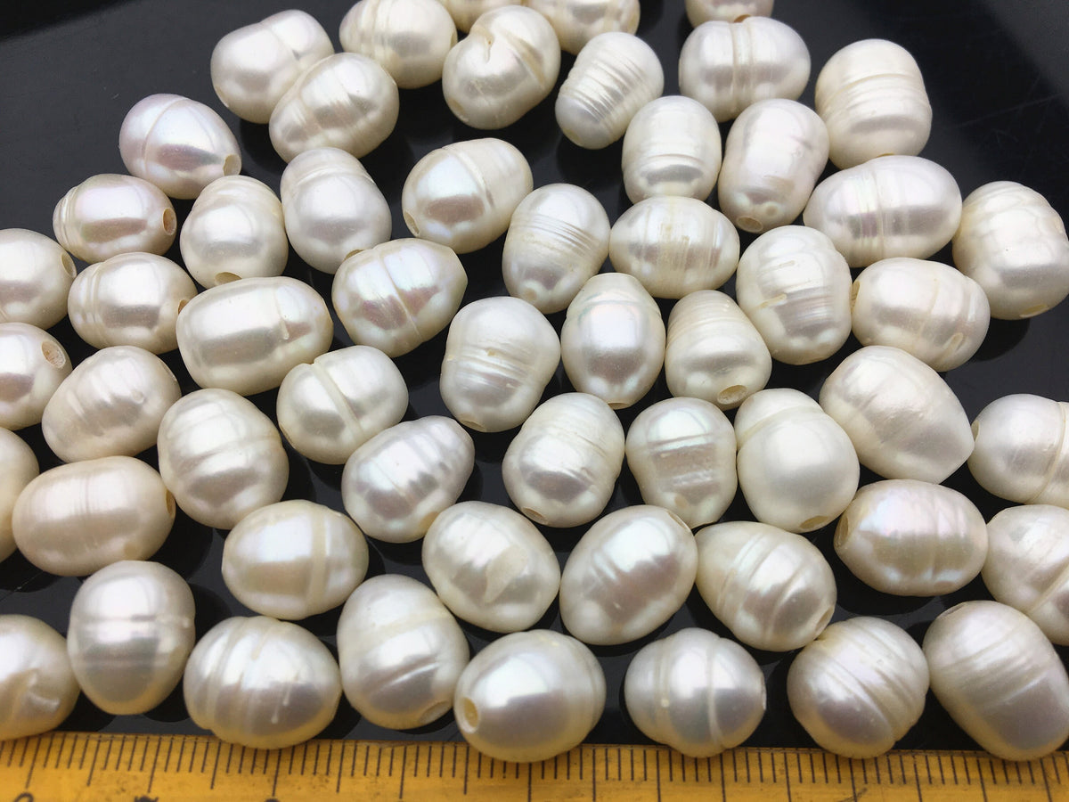 20pcs AA 9.3-10.3x11-14mm white rice freshwater pearls,2.2mm big hole,Christmas,Valentine's Day gift,for leather ,Love,Happiness,LR10-2A-5