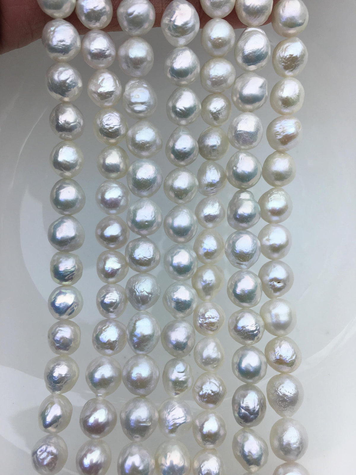 AA+ 8-10mm white baroque near round Edison Freshwater Pearl,ED12-2A-5-47