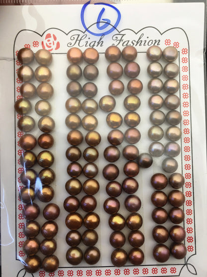 52pairs AAA 6.5-7mm Brown Button Round pearls pairs,for design for stud earrings,BTN6-T1