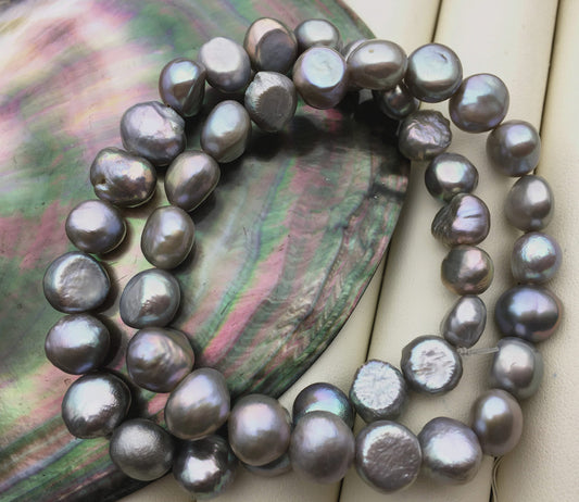 2pcs 7'' 8mm gray rainbow nugget Freshwater pearl Elastic string Bracelet,baroque pearl bracelet,B8-051