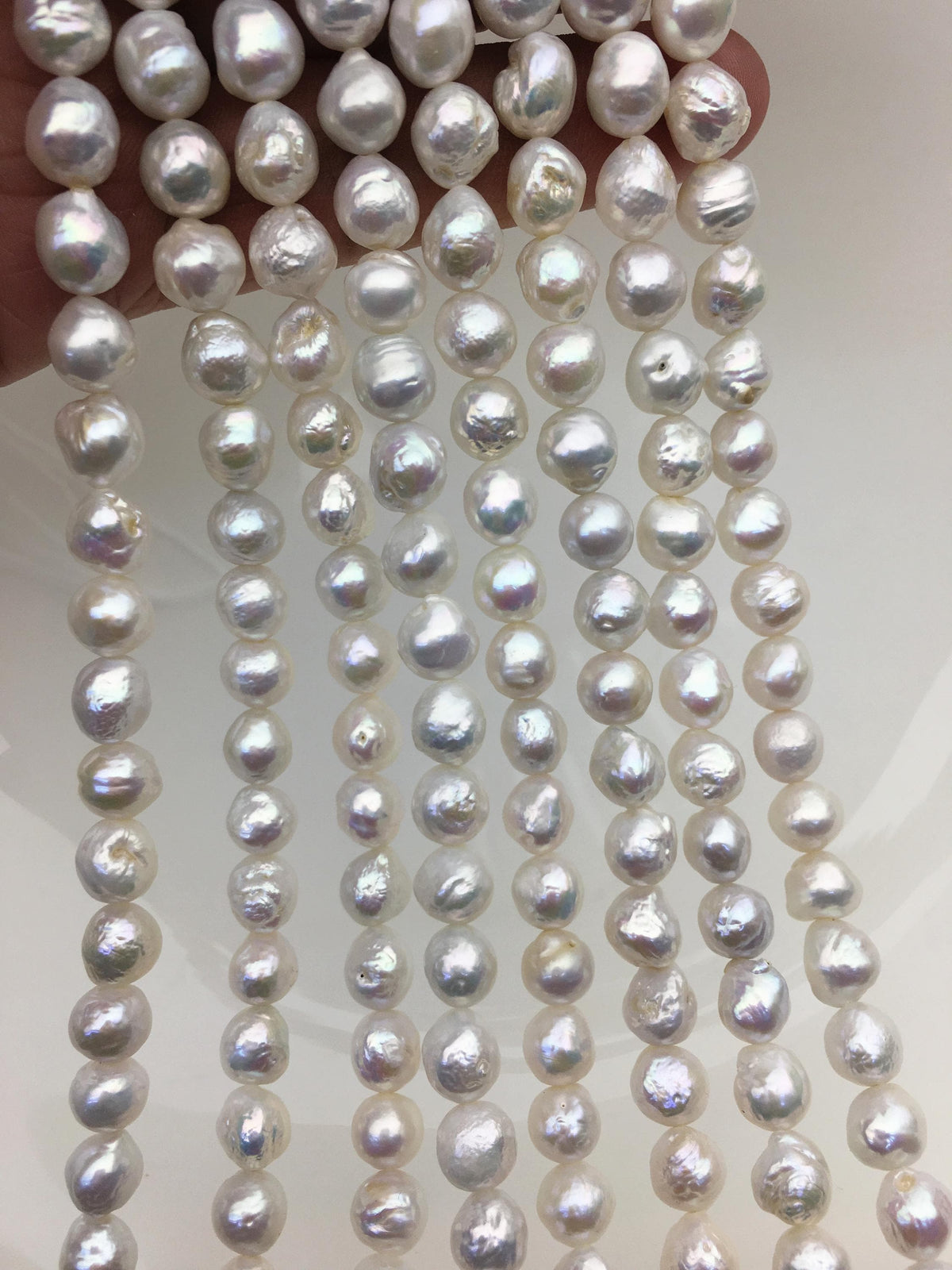AA 7-8mm White Baroque near round pearls, potato shape pearl,Full Strand,Freshwater Pearl Near round Beads,CR7-T3