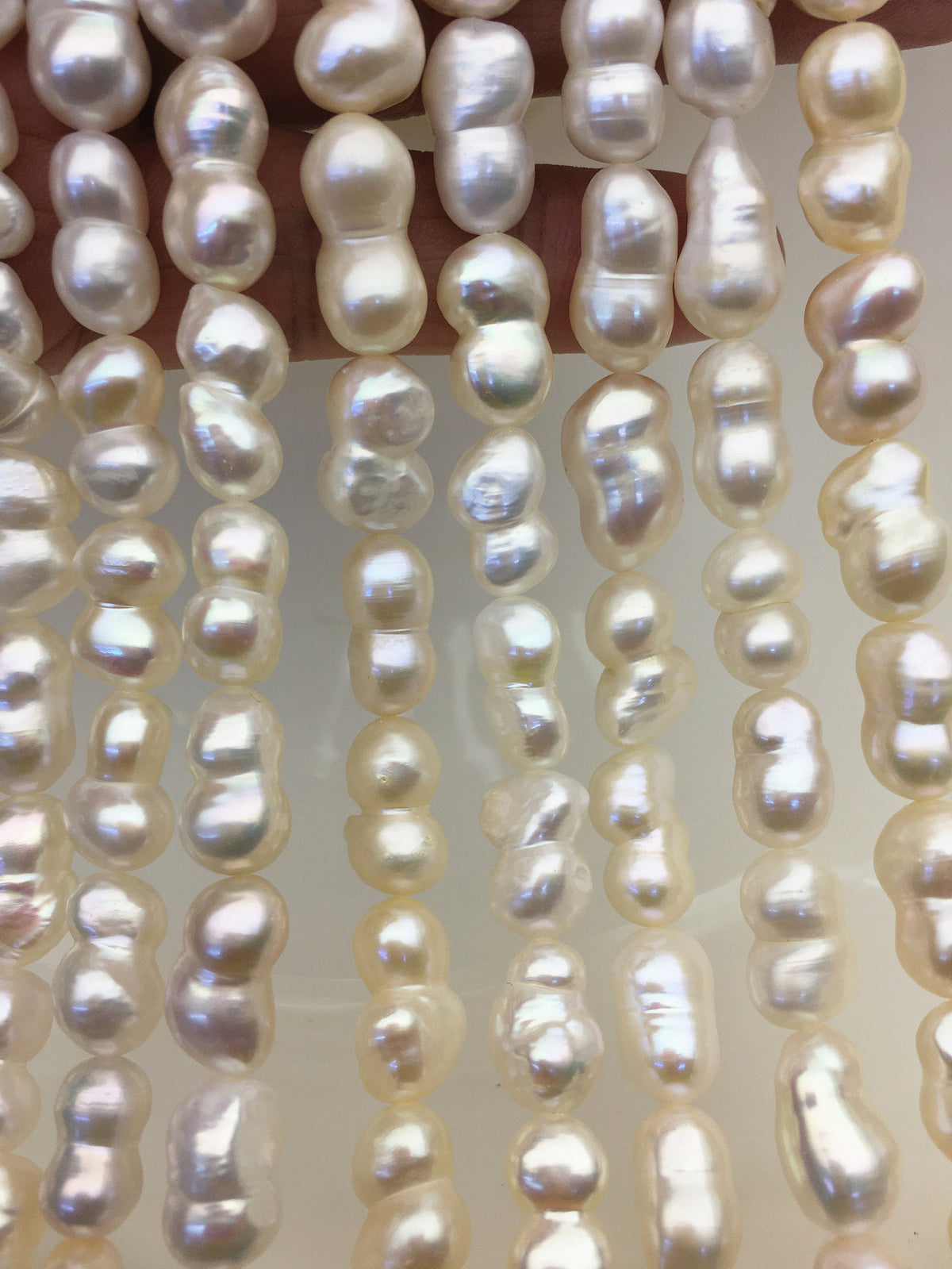 AAA 8-10mm flat Gourd baroque pearls-Grade White Baroque Gourd,DIY,high luster,ZS-114-14