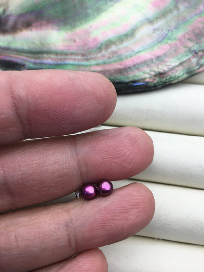 AAA 4-5mm Purple Rainbow Pearl Stud Earrings, pearl earrings,S925 Sterling Silver,Wedding,classic pearl studs,SE1-013