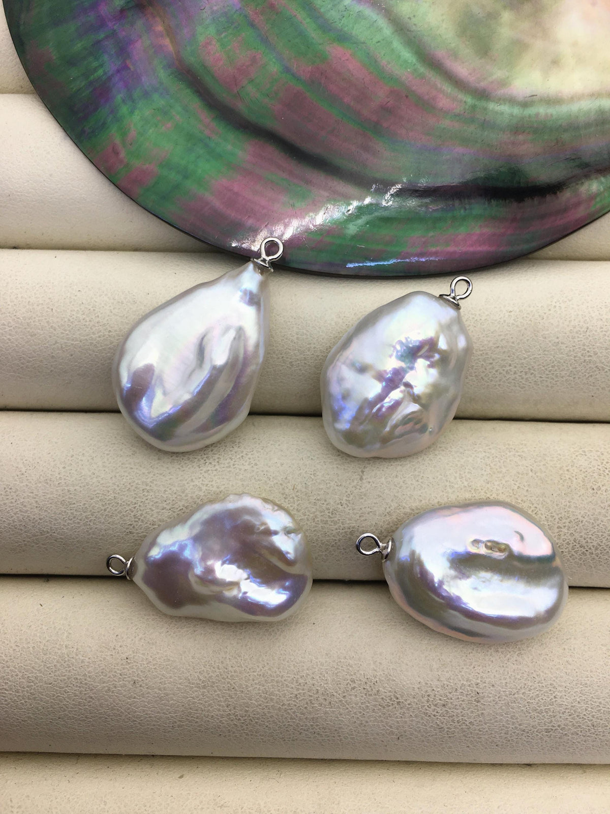 2pcs AA+ 16-18mm White Drop Coin Baroque pearl pendant,NC1-T5
