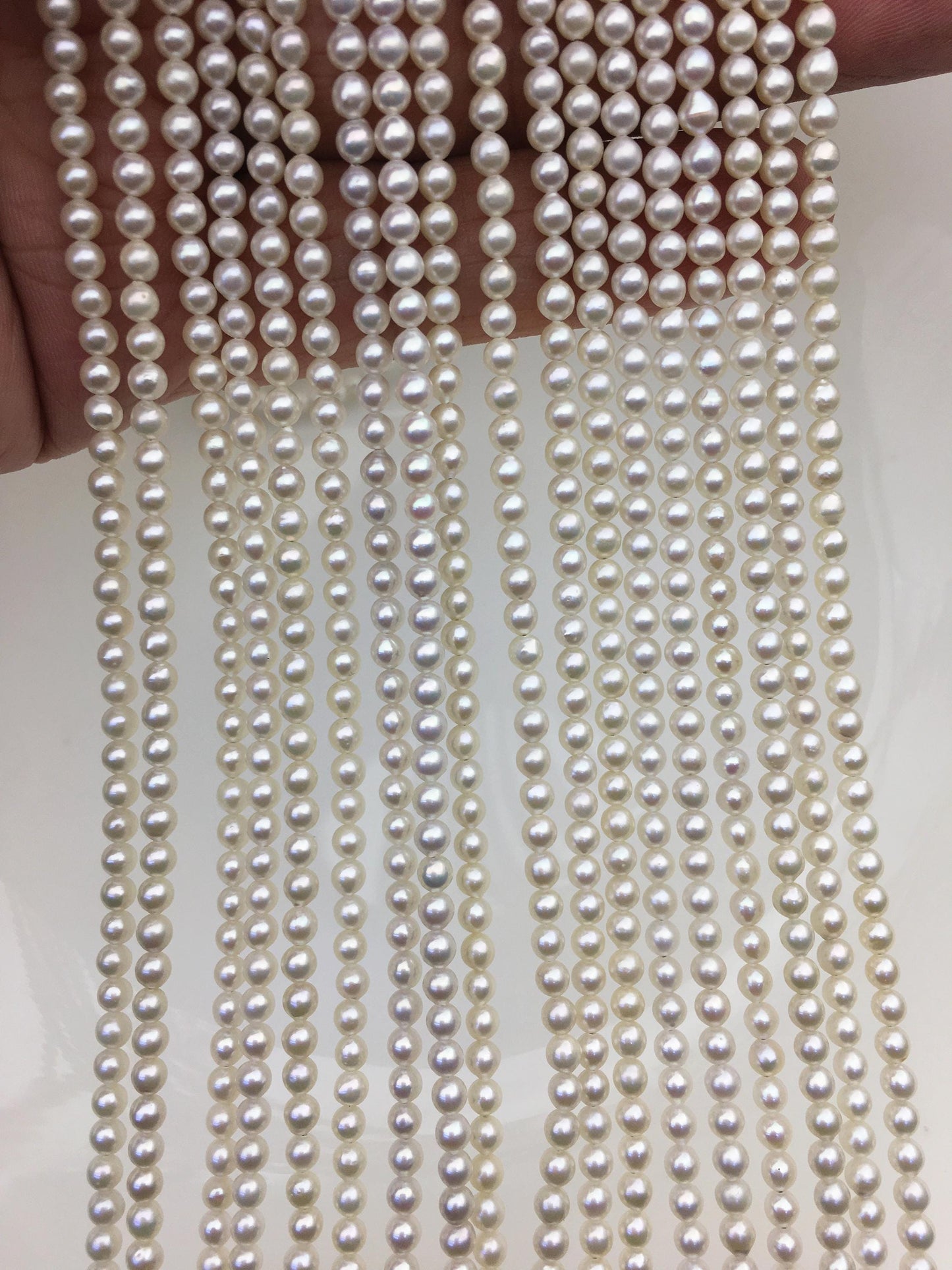 AAA 3-3.5mm white oval near round freshwater pearls,near round pearl strands,pearl wholesale,RP3-T3