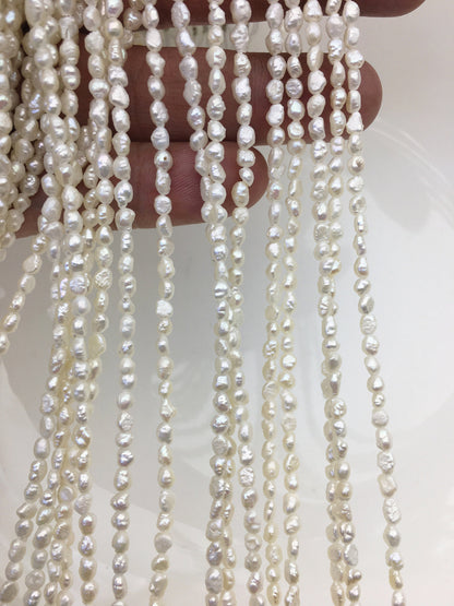 14'' AA 3-3.5mm Tiny white nugget freshwater pearls,irregular nugget freshwater pearl strand,LM3-3A-4