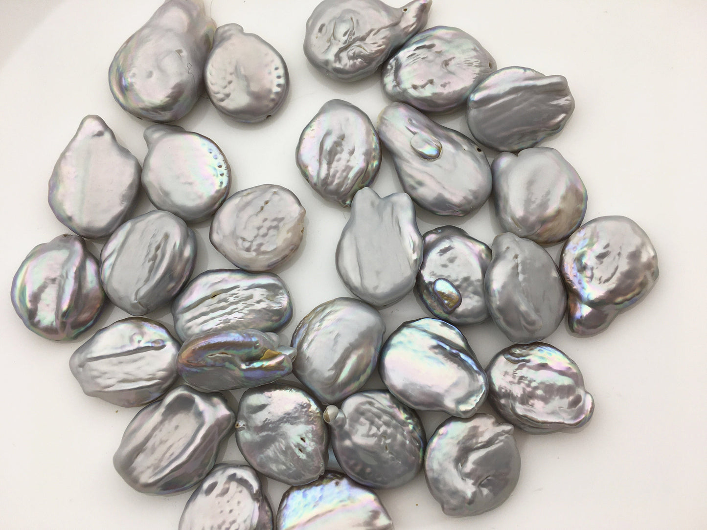 10pcs AA 16-17mm gray coin freshwater pearls,1.0mm through hole,COIN16-T2