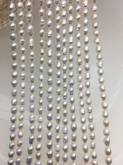 AA 4.5-5mm*5-7mm white rice freshwater pearl,Cultured white rice freshwater pearls bead,pearl necklace,DIY ,Valentine's Day gift,LR4-2A-2