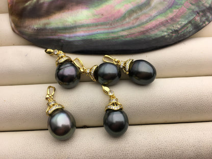1 pc 10-11mm Genuine Tahitian Sea Pearl Pendant, natural color sea pearl,pearl necklace - NC1-001-7
