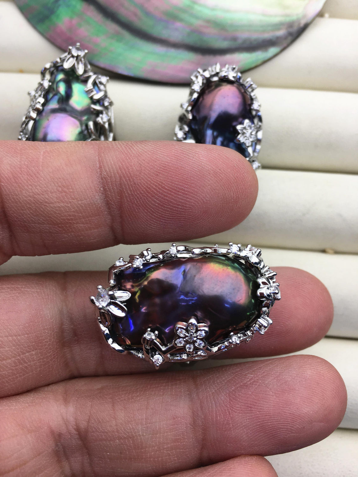 AAA black Baroque Pearl rings,affordable engagement rings,pearl wedding rings,promise rings for her,R1-063