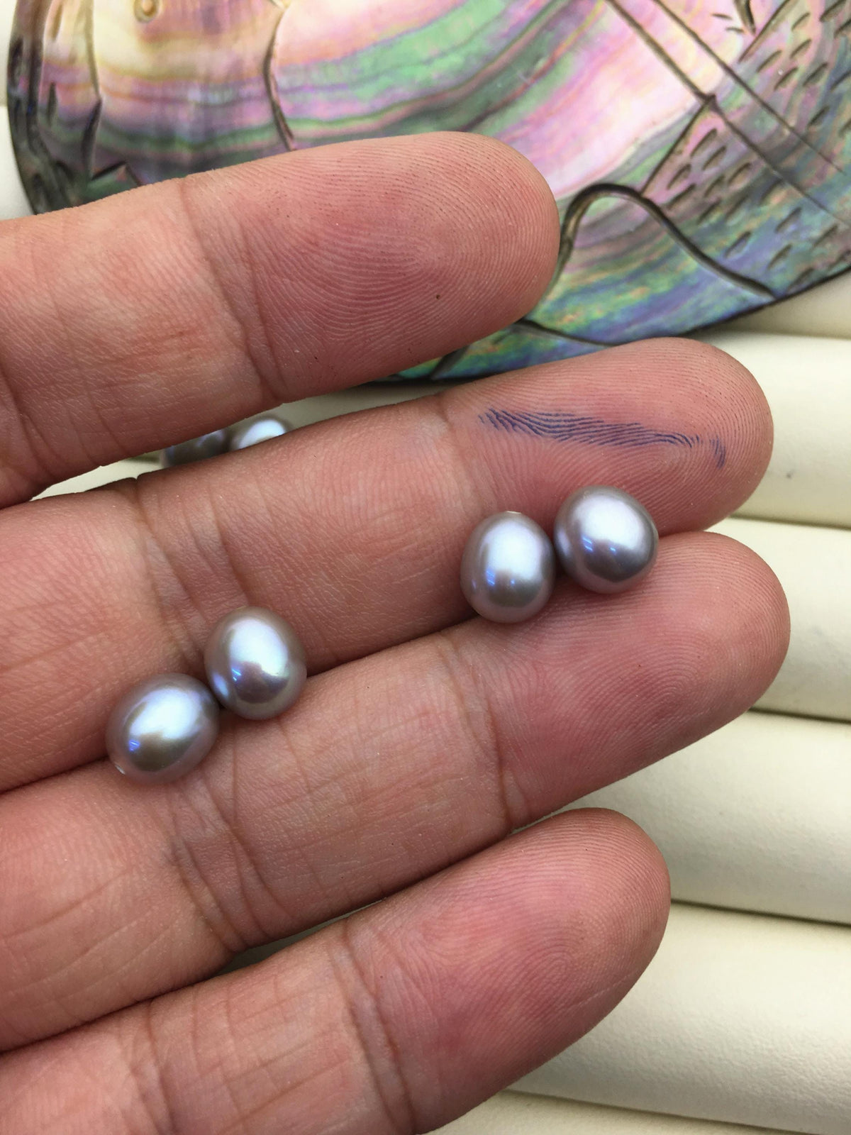 2 pairs AAA 7.5-8mm gray rice freshwater pearls pairs,oval pearl earrings,for dangle pearl earrings,LR7-3A-9