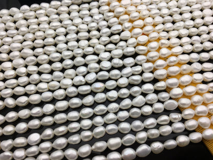 AAA 6.5-7.3mm white nugget freshwater pearls,irregular nugget freshwater pearl strand,LM7-3A-4