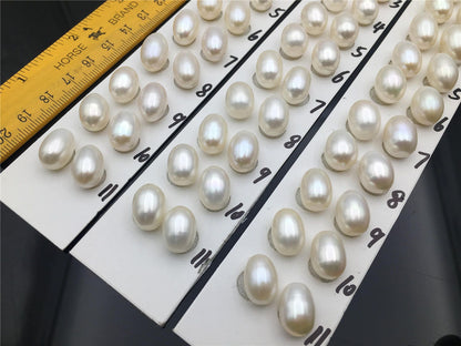 AAA 10mmx12.5-15mm white LONG rice freshwater pearls,tear drop pearl earrings,dangle pearl earrings,white rice pearls, custom hole,LR10-3A-9