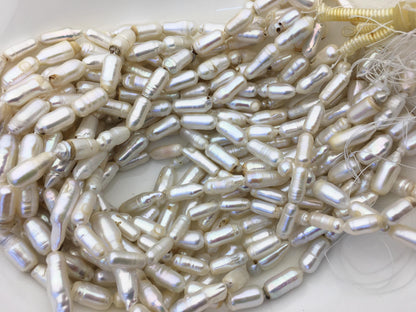 A 7-8x16-20mm White Cylinder Shape Freshwater Pearl,one full strand,wholesale,ZS-103-18-7